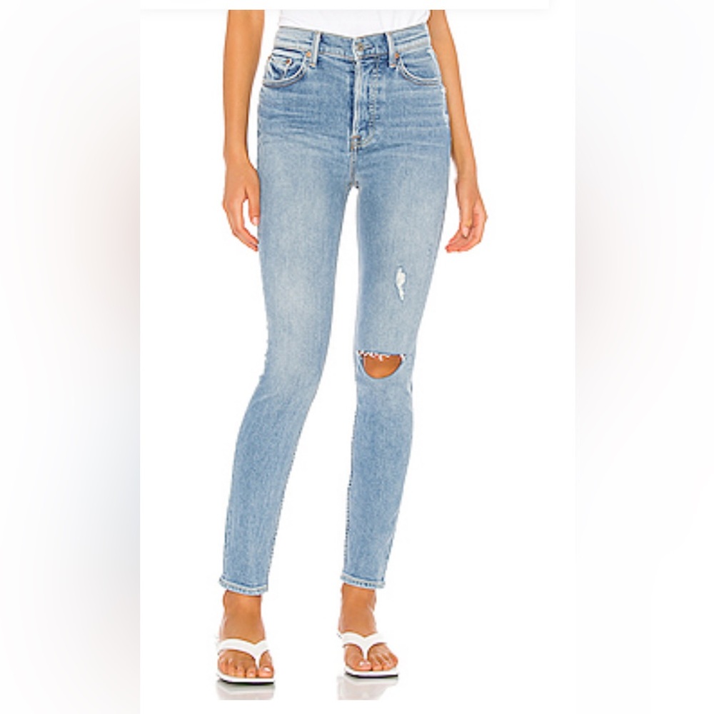 👖GRLFRND Super High Rise Karolina Button Fly Jeans 24 Drift Away Stretch USA